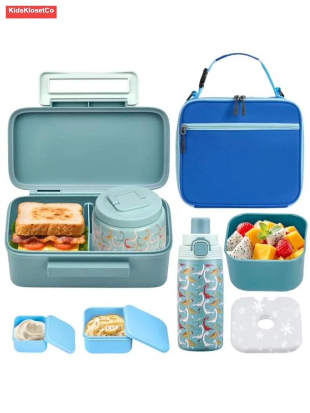 Kids Lunch Box Set with Bento Box, Thermo, Bottle, Insulated Bag & Ice Pack